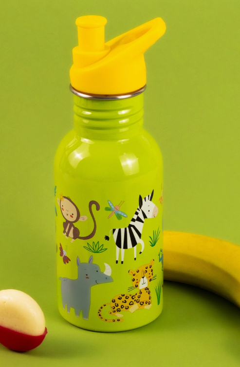 500ml stainless steel children's water bottle with jungle animals design