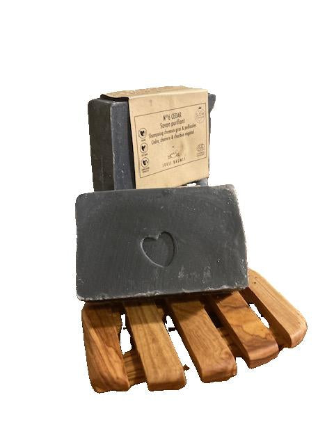 CEDAR soap detox and purifying - body and hair - charcoal - Organic shea