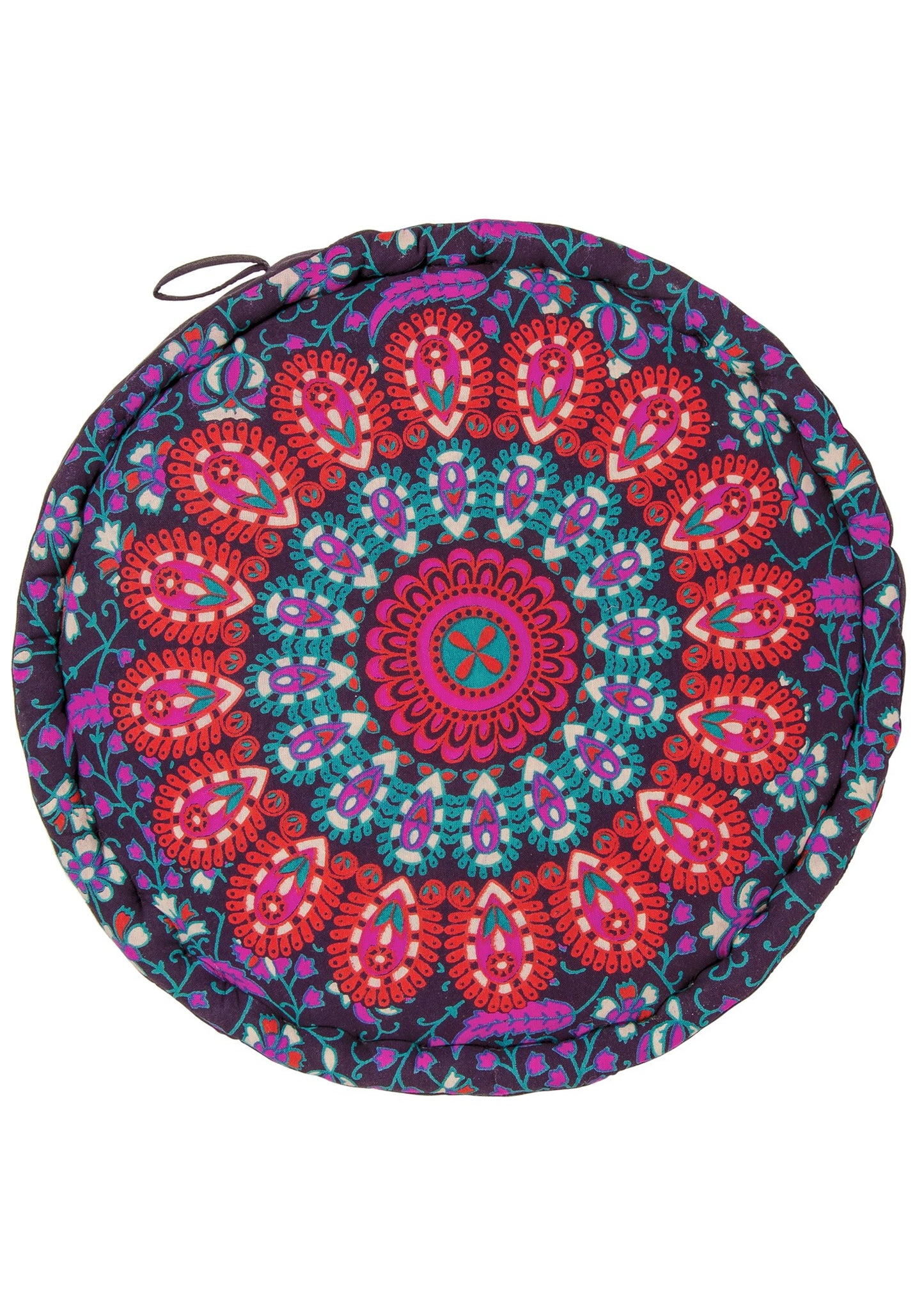 boho floor cushion pouffe - peacock print cotton meditation cushion