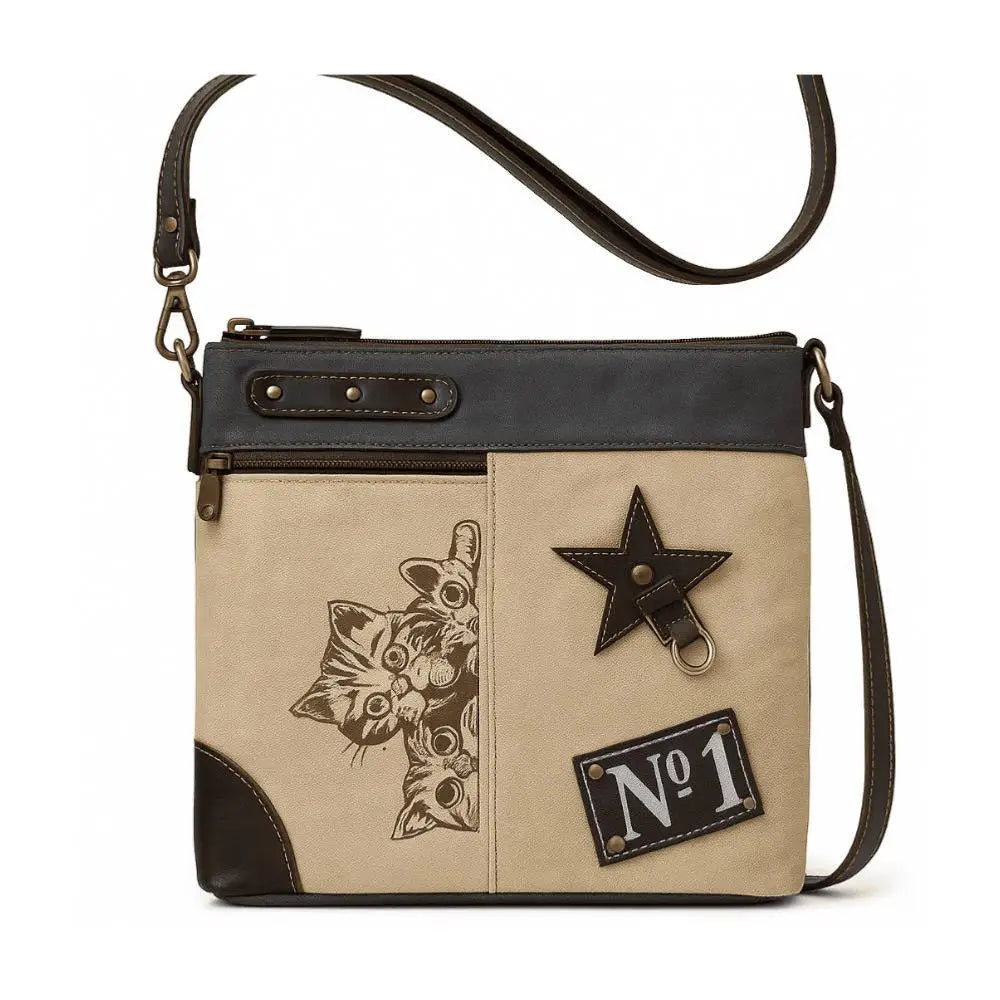 Stylish canvas everyday bag with leather accents