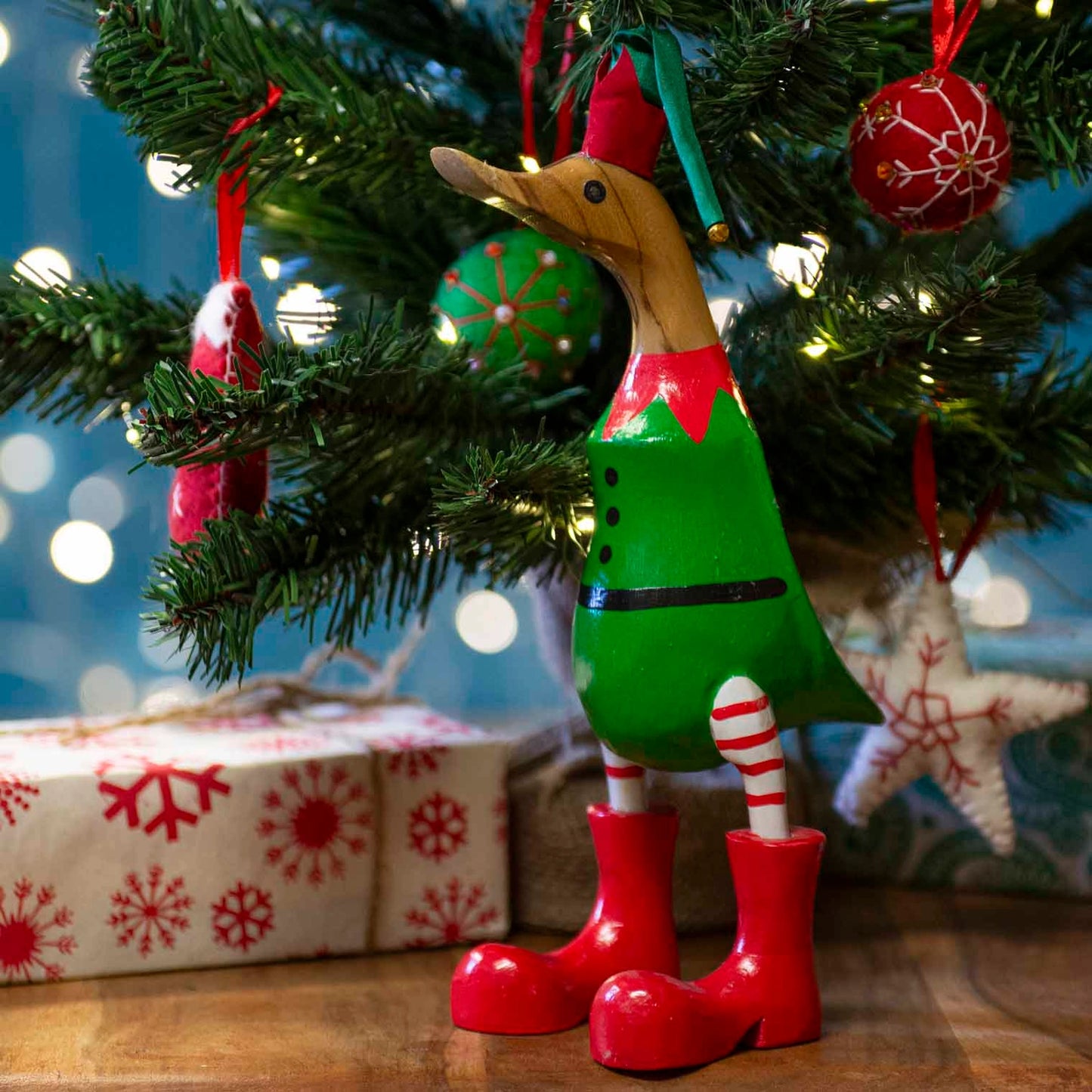 Christmas duck decoration for festive home décor