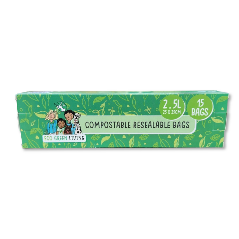 Compostable Resealable Bags Large | 2.5 Litre (15 Bags)
