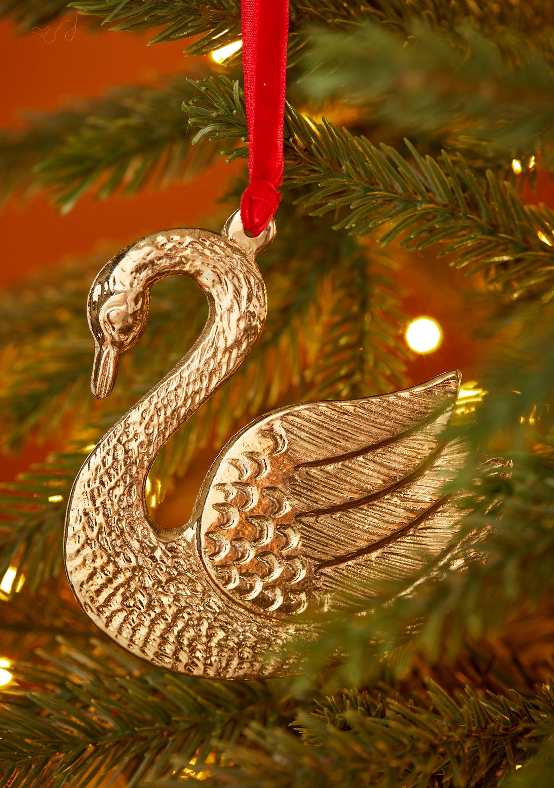 Gold swan hanging decoration for Christmas tree