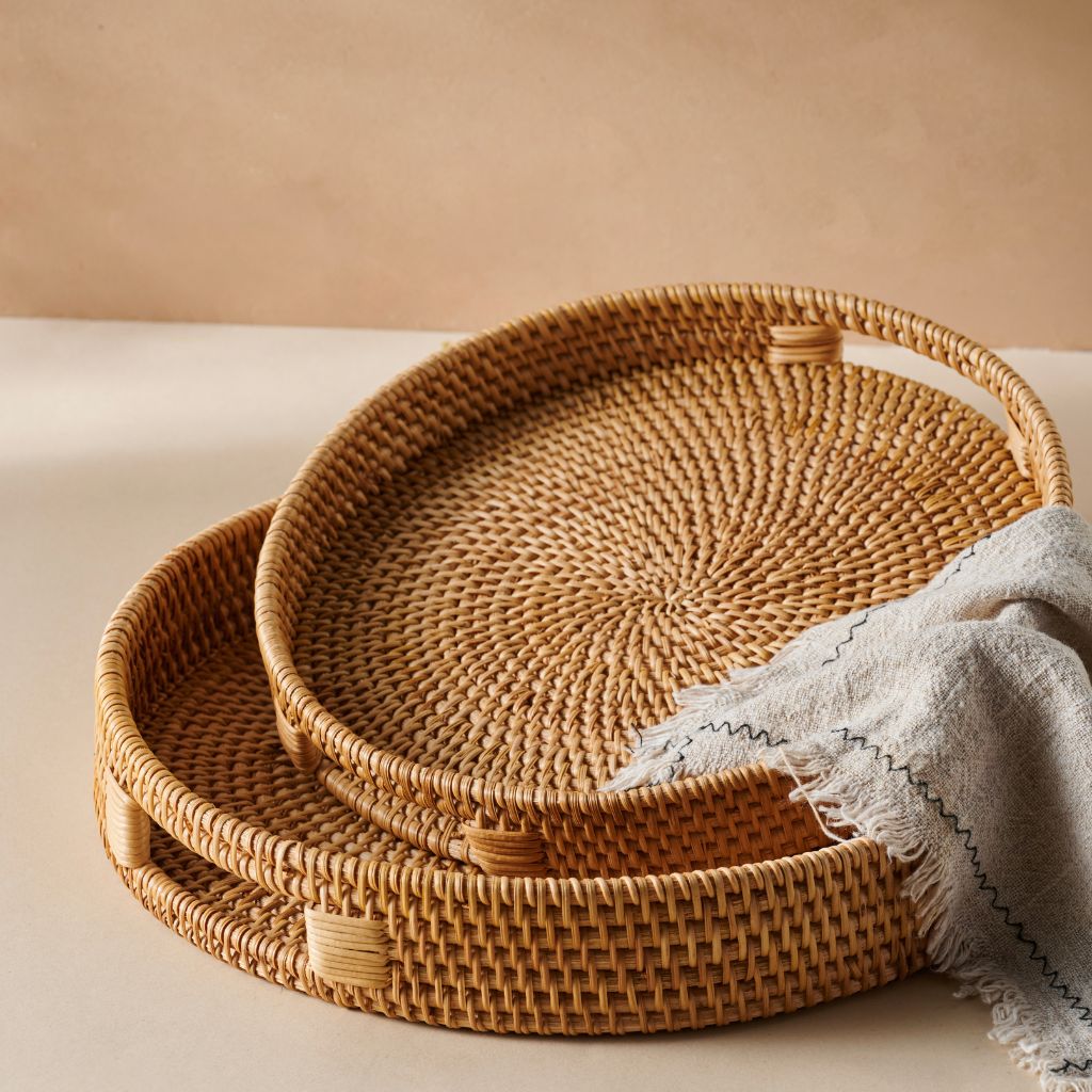 Round Rattan Tray – Hand‑Woven Wicker Serving & Decorative Tray