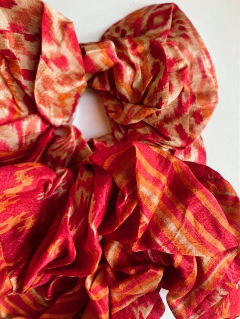 Recycled Sari Silk Hair Scrunchie – Handmade, Assorted Colours