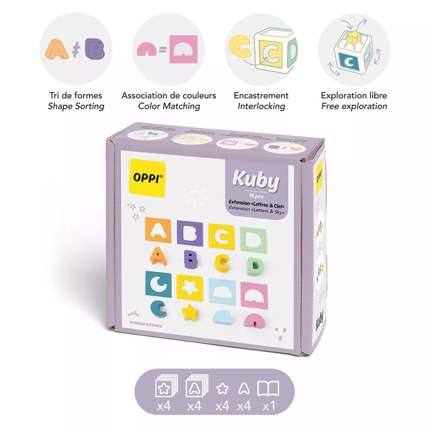 Baby Toys Shape Sorter - Kuby Extension (Letters & Sky)