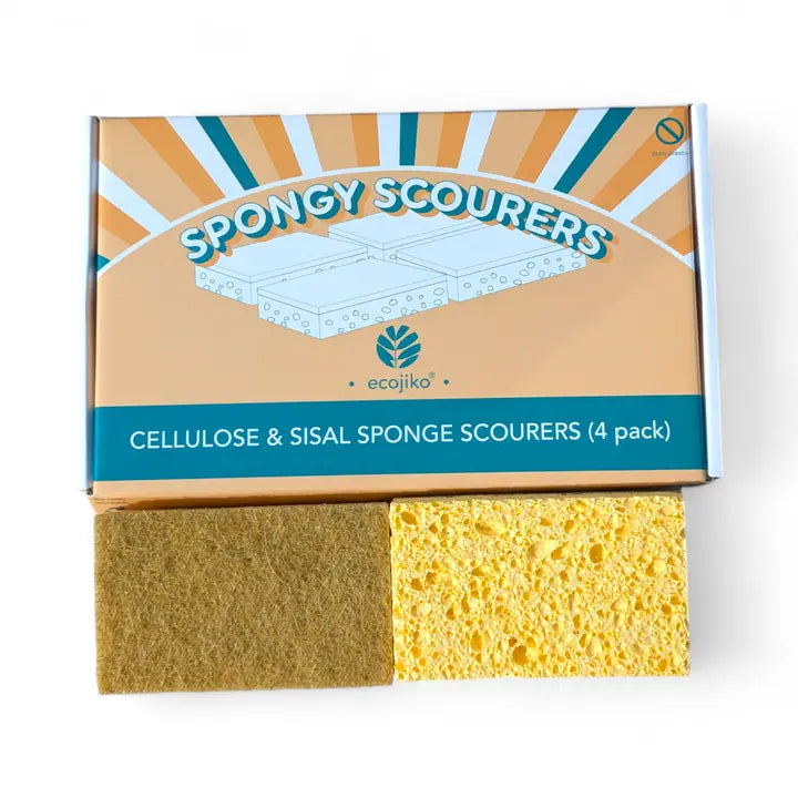Cellulose Zero Waste Plastic Free Sponge Scourers (4 Pack)