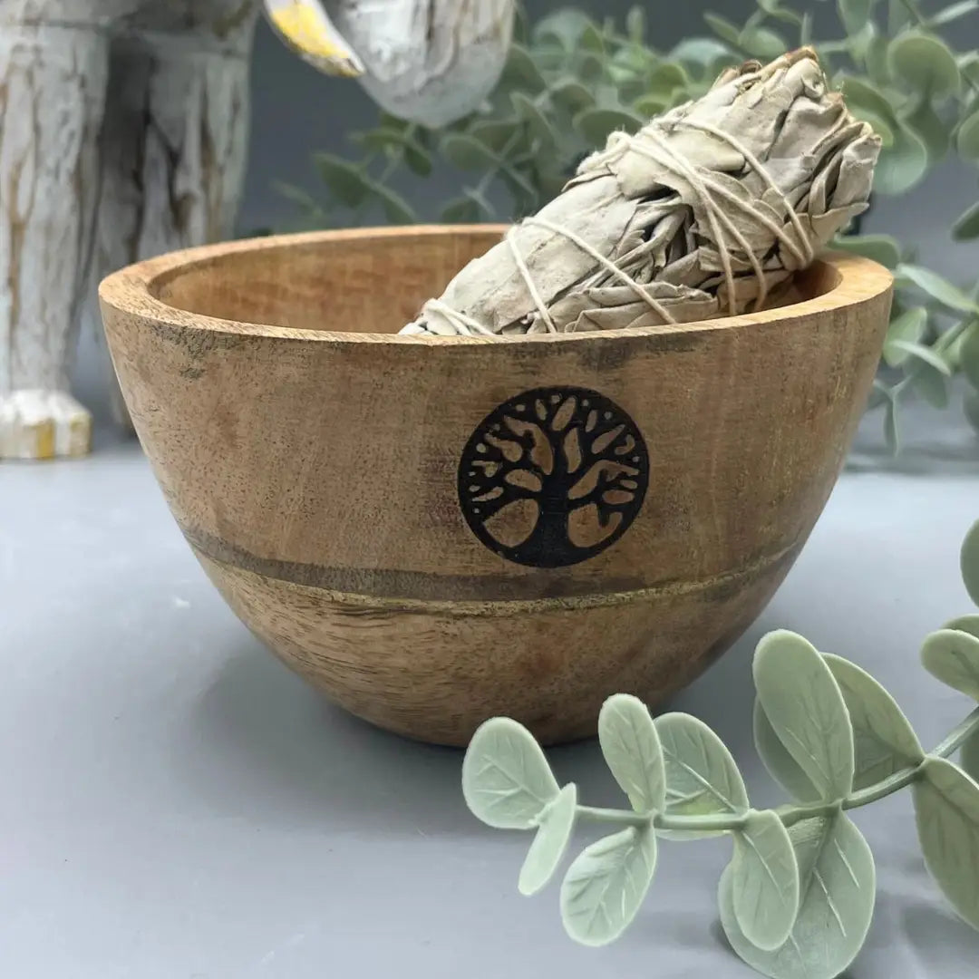 Natural wood offering bowl