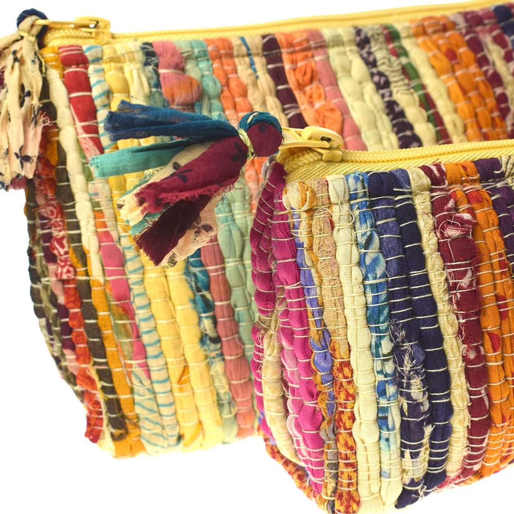 Set of 2 rag Chindi Pouch Bags
