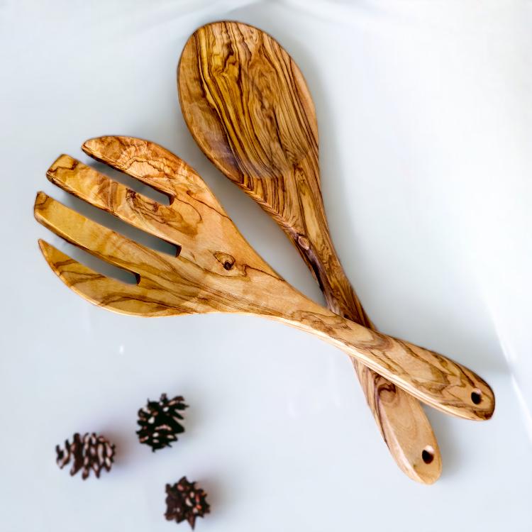 Olive Wood Salad Set 35cm