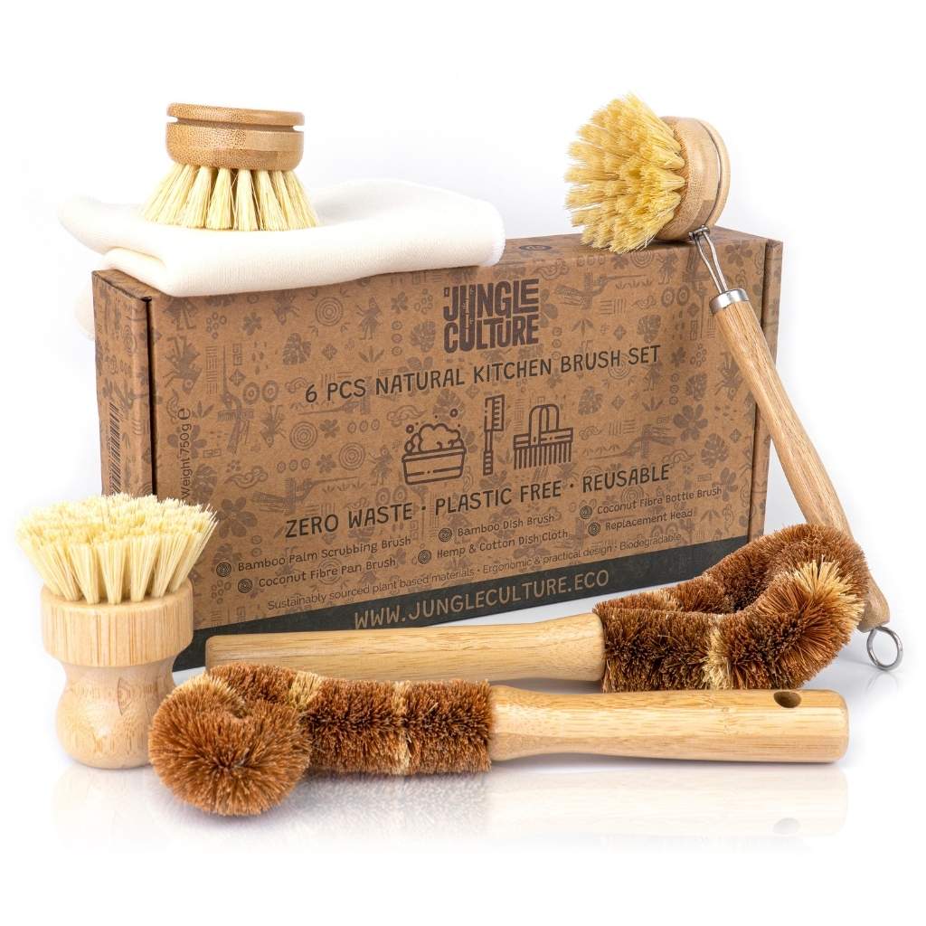 Bamboo Dish Brush Set | 6 Pieces Set