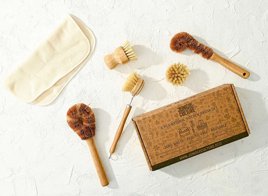 Bamboo Dish Brush Set | 6 Pieces Set
