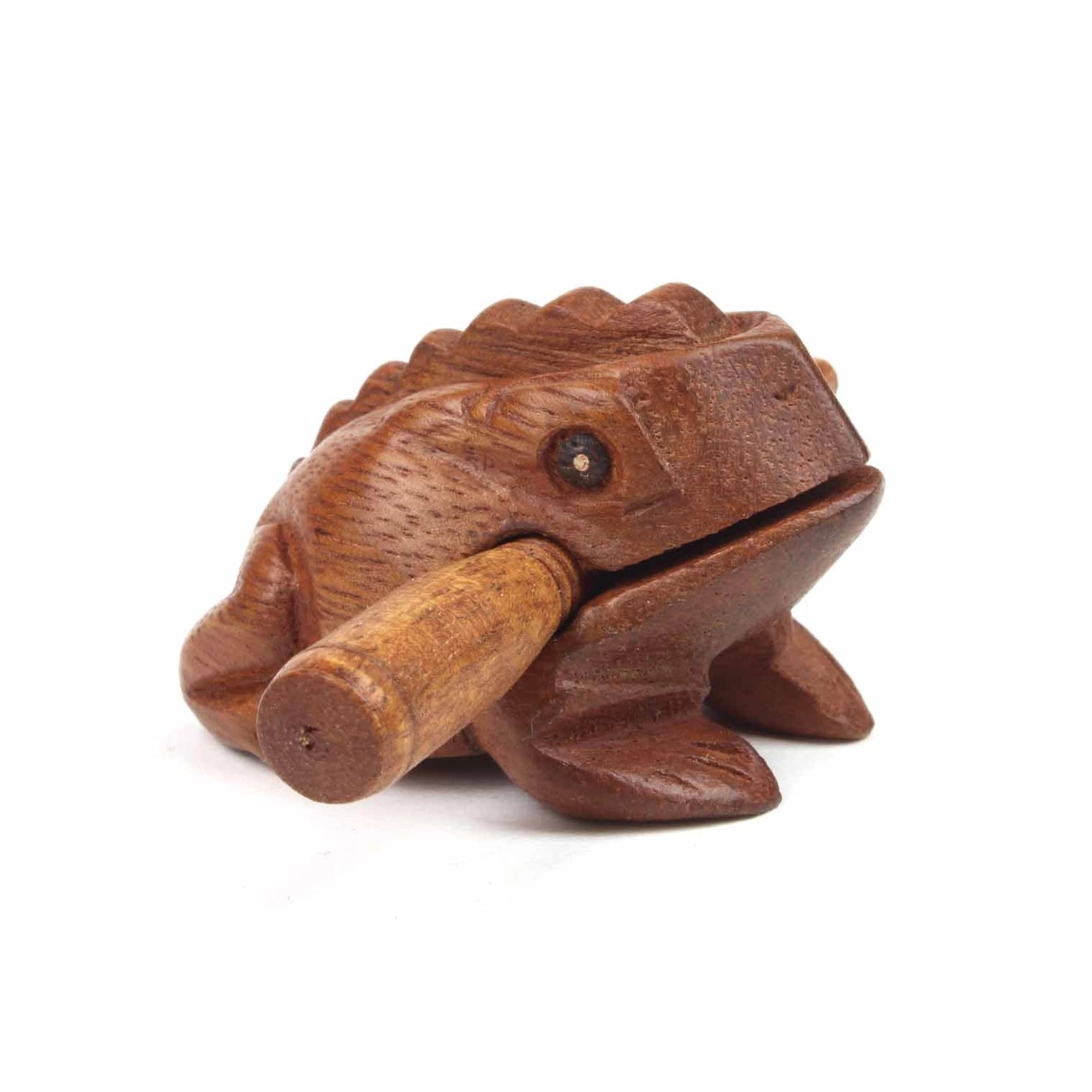Acacia wood frog guiro with playing stick