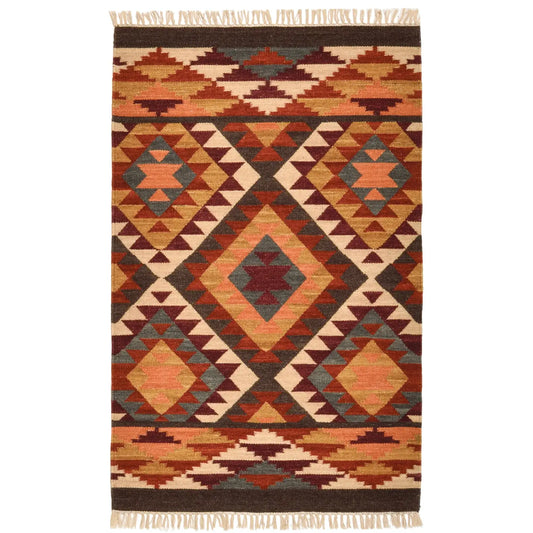 Handmade Alwar Indian kilim rug 75 x 120cm wool geometric flatweave