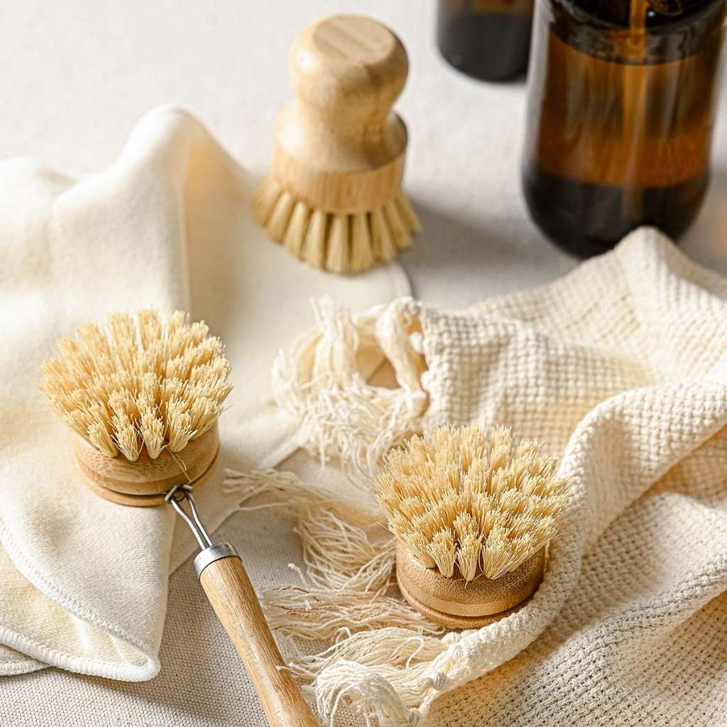 Reusable Bamboo Dish Brush – Eco-Friendly Washing Up Brush with Natural Plant Bristles