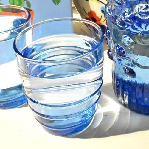Handmade Recycled Glass Tumbler – Blue Tinted Drinking Glass