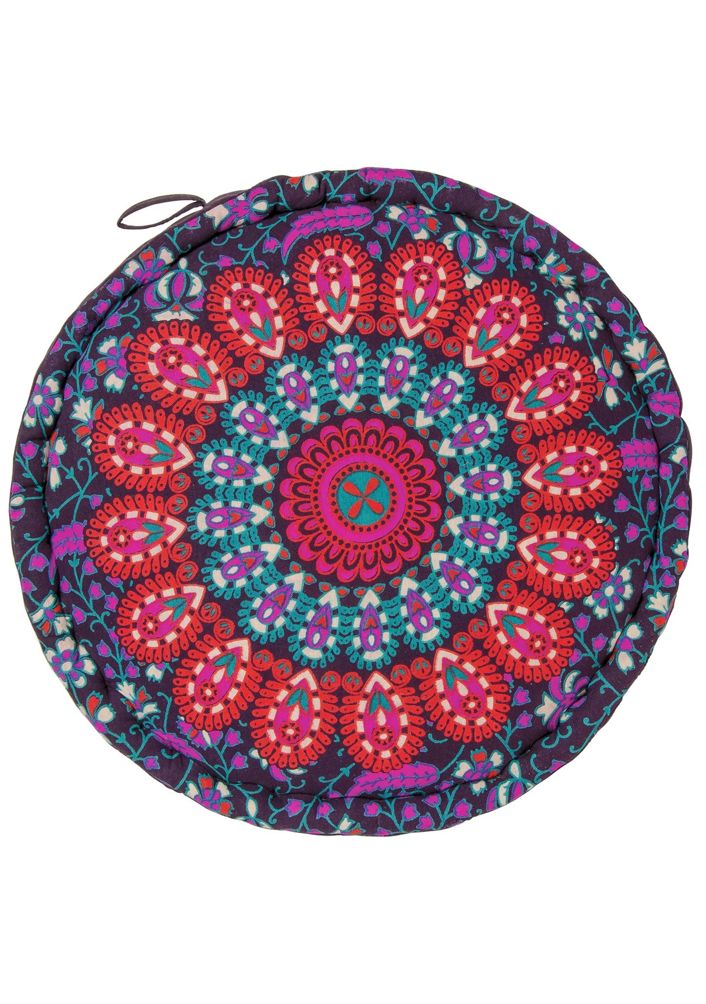 boho floor cushion pouffe - peacock print cotton meditation cushion
