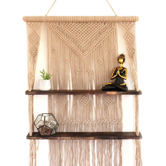 Sustainable handmade macrame shelf