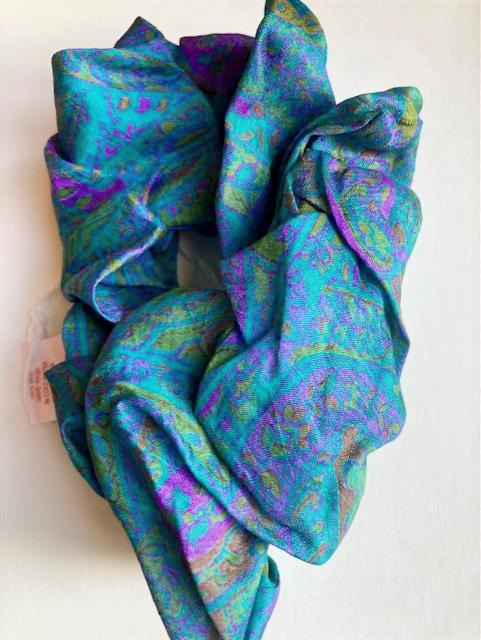 Recycled Sari Silk Hair Scrunchie – Handmade, Assorted Colours