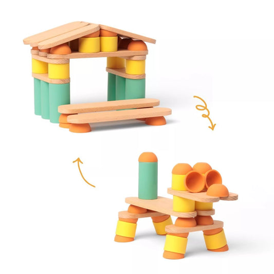 Wooden educational construction toy - Stix (60 pcs)