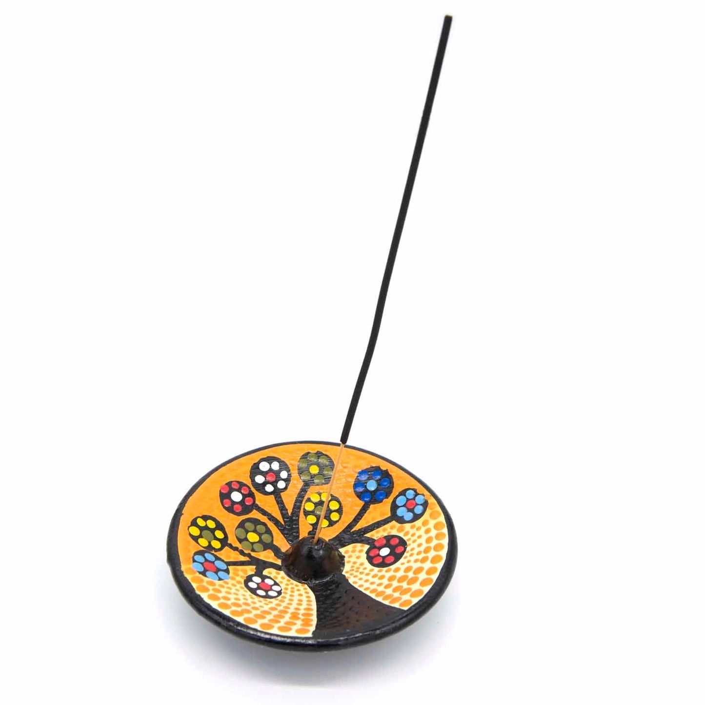 Colourful dot painted Tree of Life incense stick holder