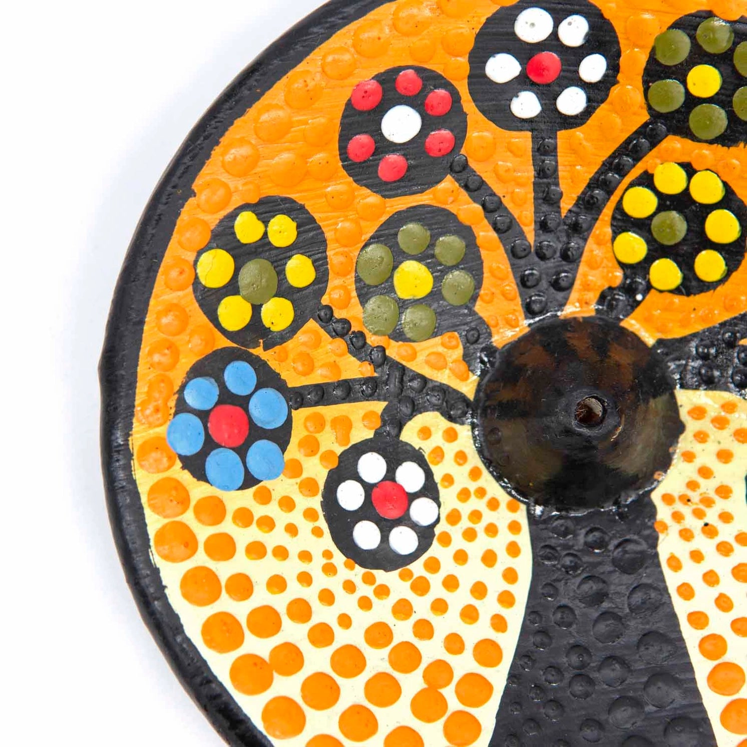 Colourful dot painted Tree of Life incense stick holder