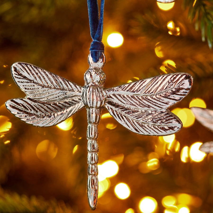 Recycled Aluminium Dragonfly Decoration | Silver Hanging Ornament