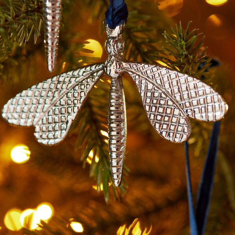 Recycled Aluminium Dragonfly Decoration | Silver Hanging Ornament