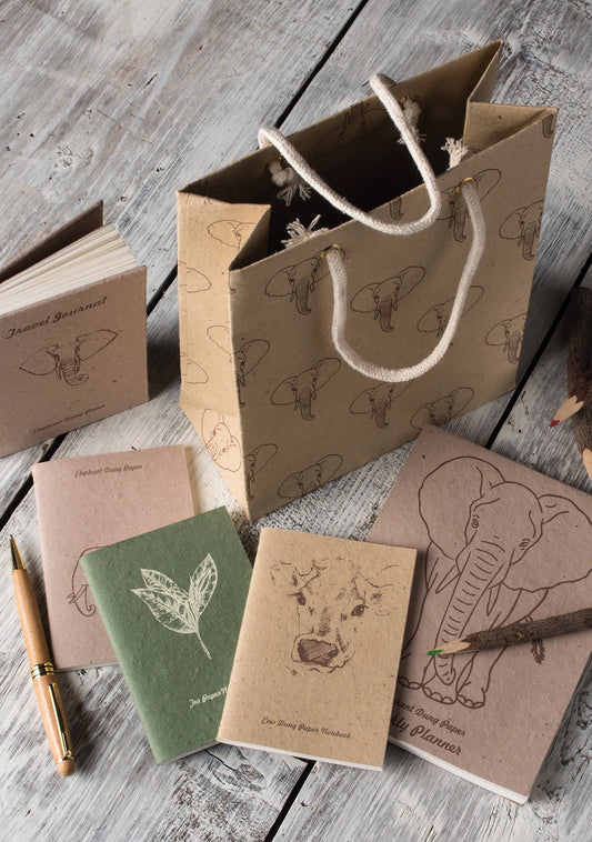 Handmade recycled dung paper notebook eco friendly fair trade journal
