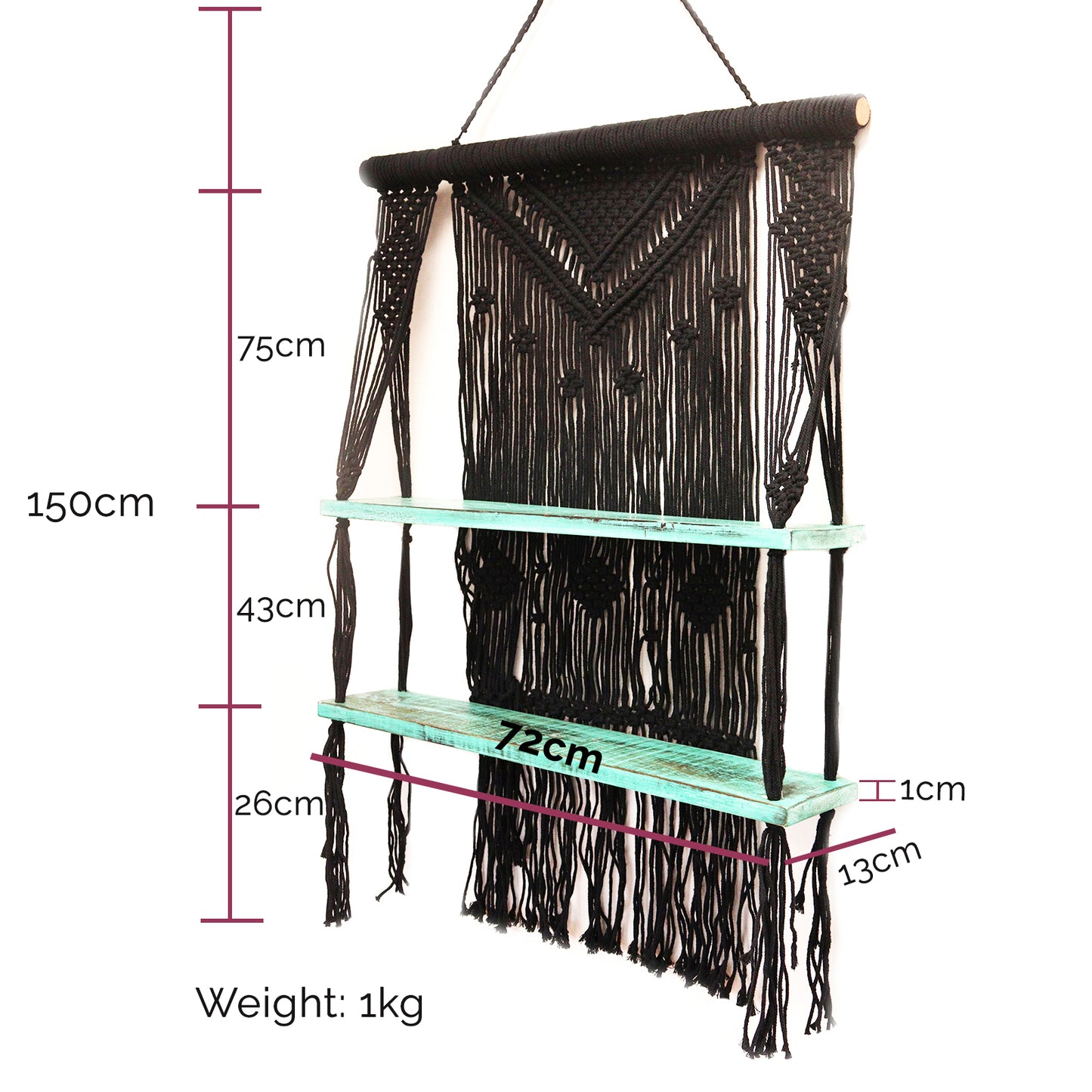 Eco-friendly hanging boho shelf
