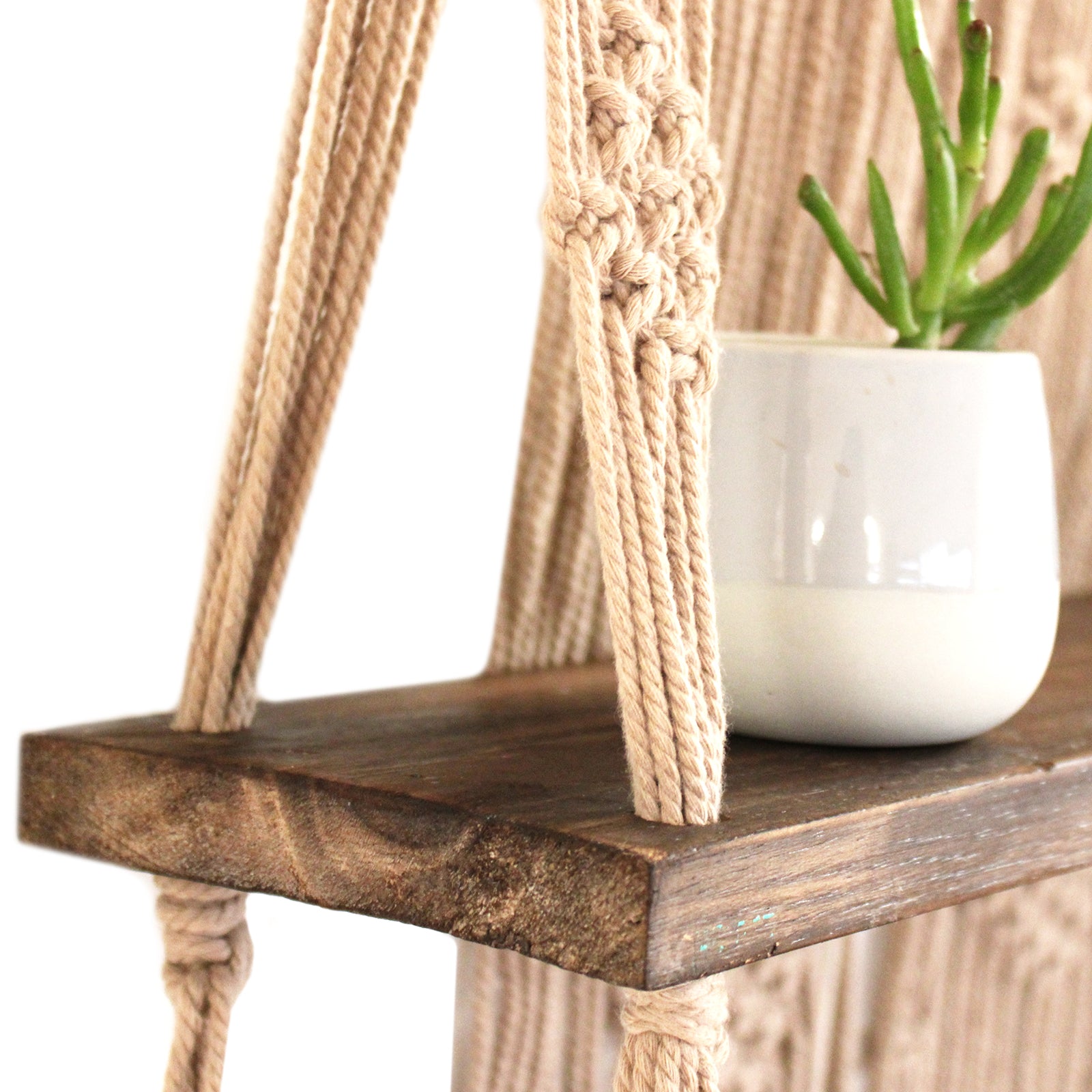 Eco-friendly hanging boho shelf