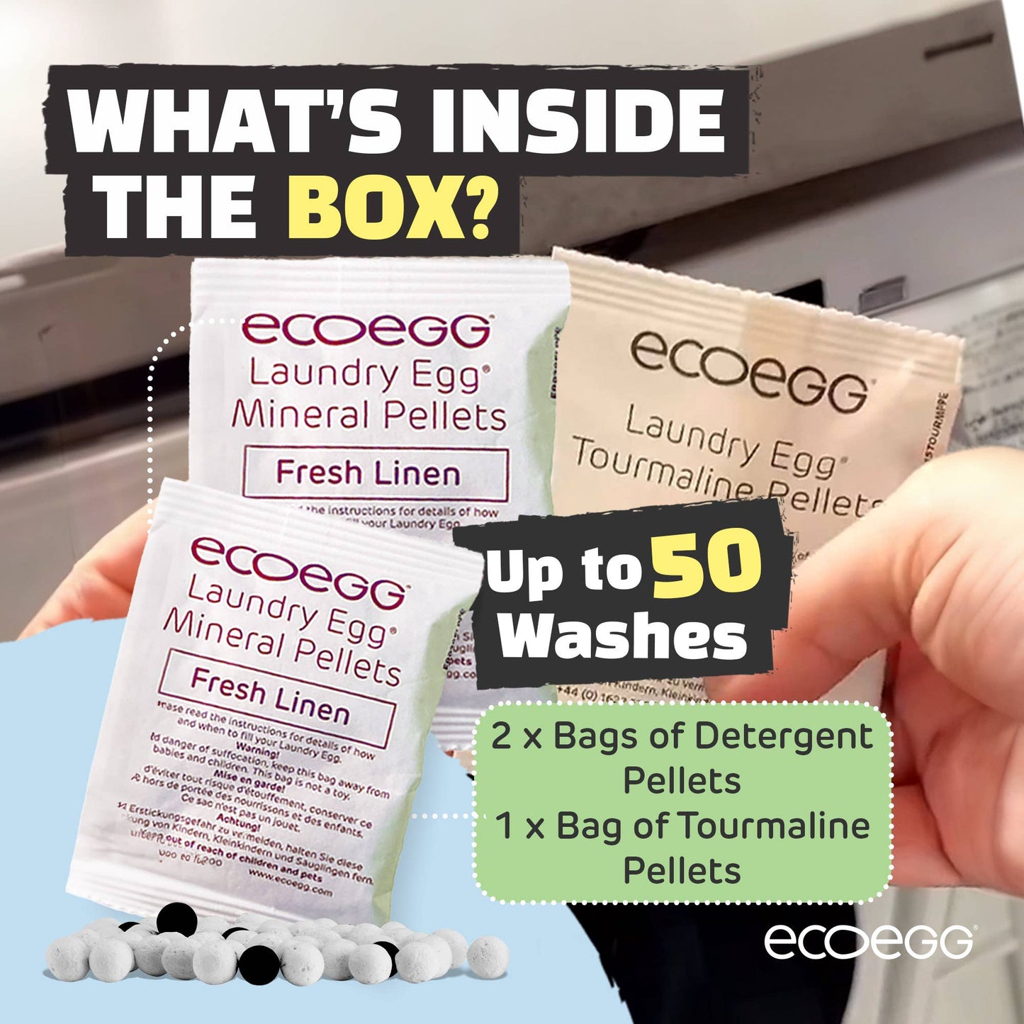 Ecoegg Laundry Egg Refill Pellets | 50‑Wash Refill for Reusable Laundry Egg