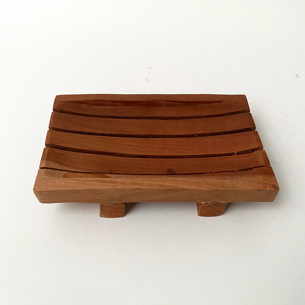 natural hardwood draining soap holder