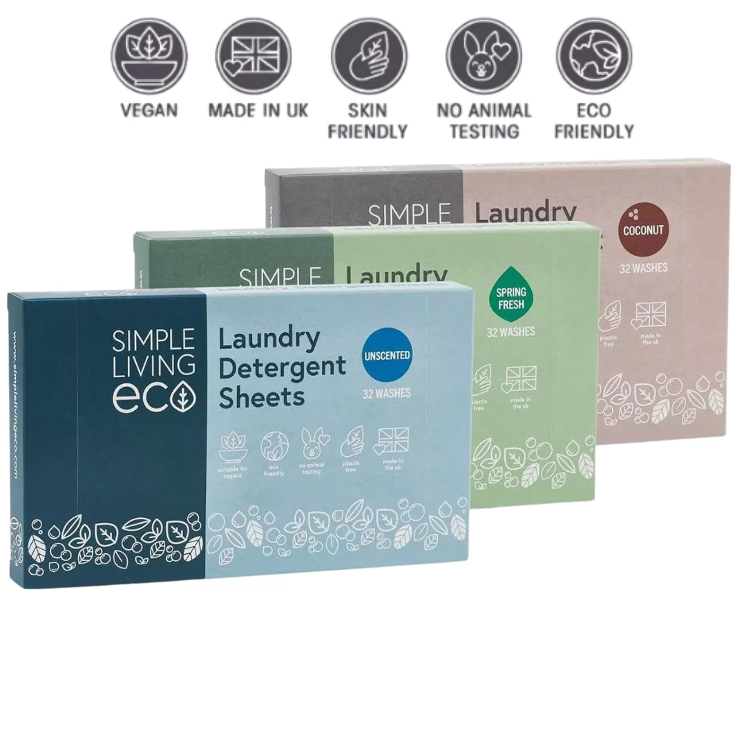 Simple Living Eco Laundry Detergent Sheets | Plastic Free | 32 Washes