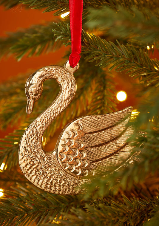 Gold swan hanging decoration for Christmas tree