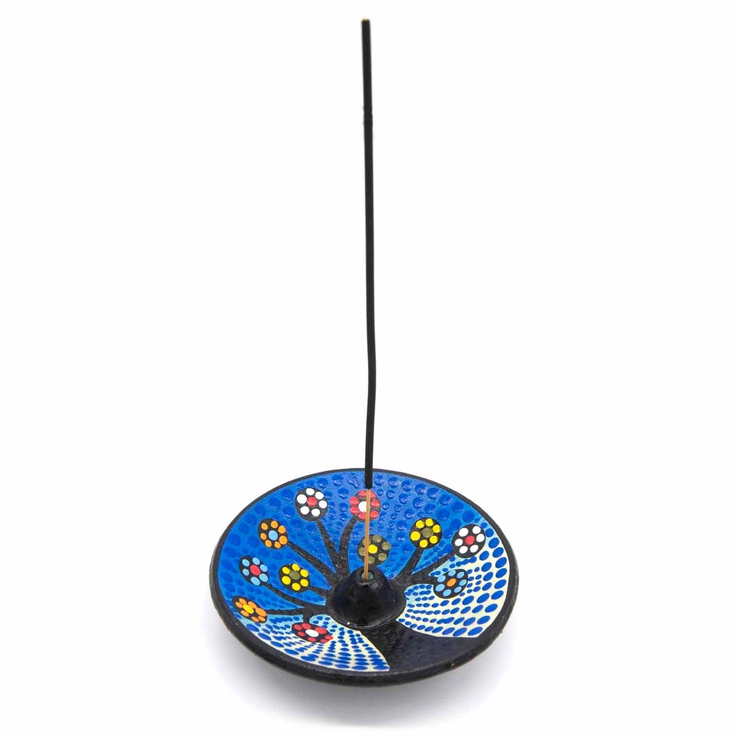 Hand painted blue Tree of Life incense holder