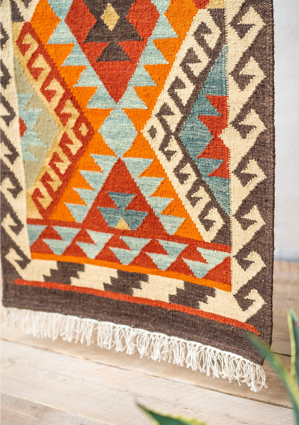 Handloom flatweave wool kilim rug