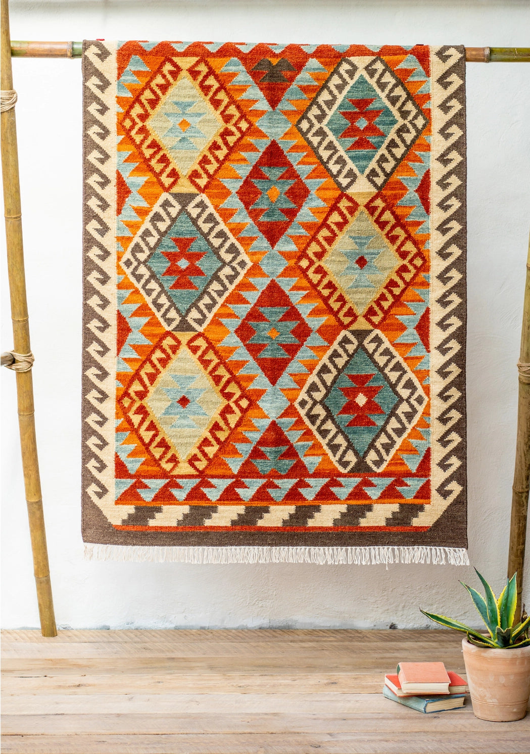 Handloom flatweave wool kilim rug