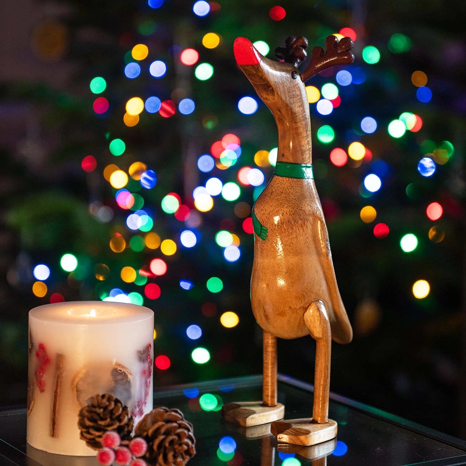 Handmade bamboo Christmas Reindeer Duck with antlers