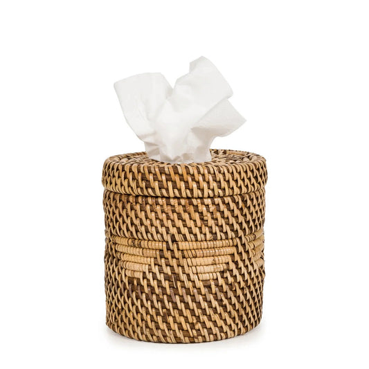 Handwoven natural rattan tissue box