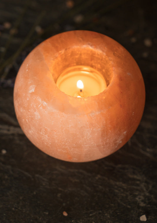 himalayan salt tealight holder - pink salt candle holder