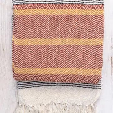 Large cotton bed throw in terracotta