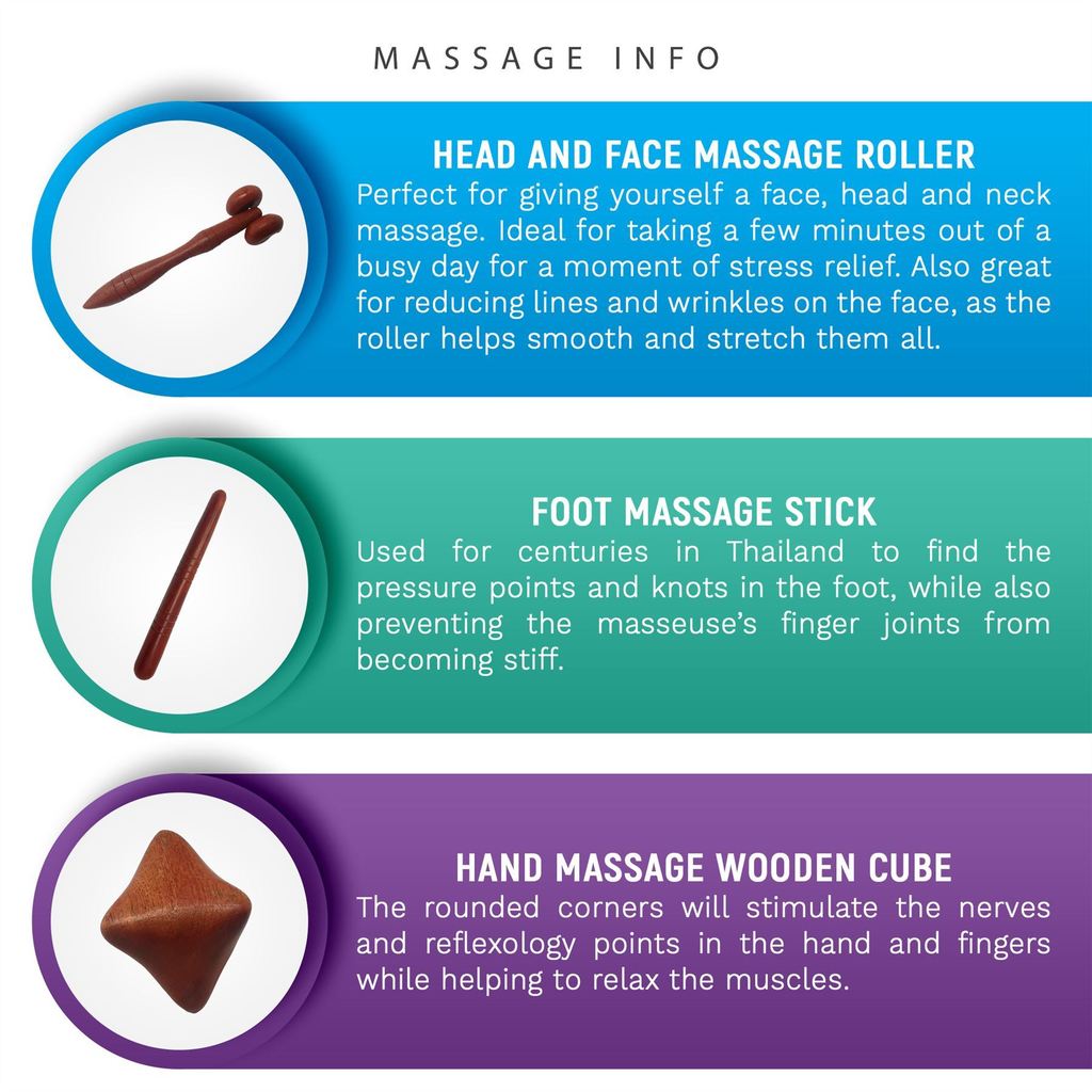 Wooden Thai Massage Tool - Set of 6