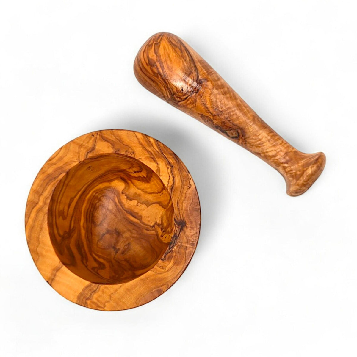 Natural olive wood pestle and mortar