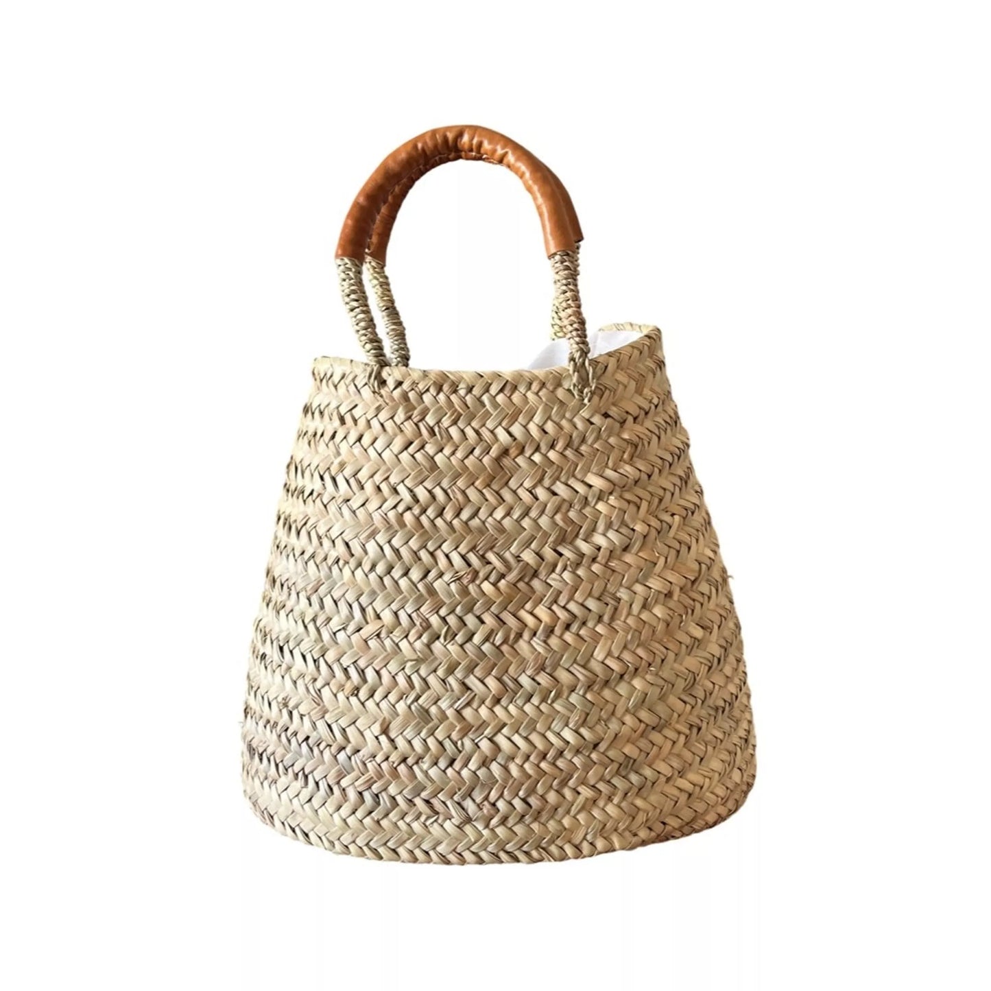 Natural palm market basket for shopping and beach trips