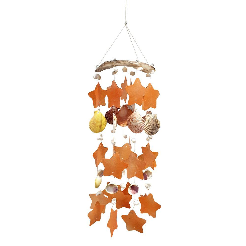 Natural shell wind chime capiz handcrafted coastal home decoration