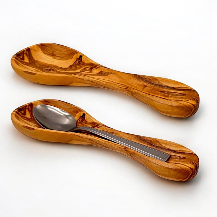 Natural wood kitchen utensil holder
