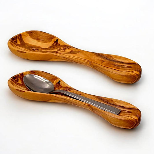 Natural wood kitchen utensil holder