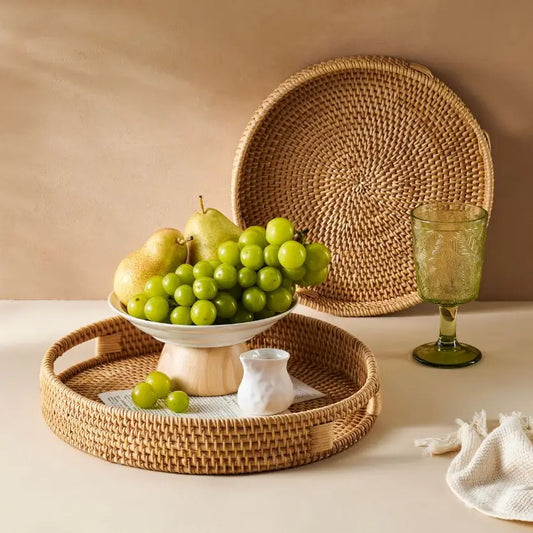 Round Rattan Tray – Hand‑Woven Wicker Serving & Decorative Tray