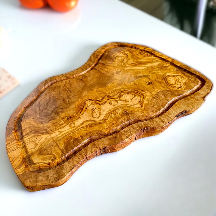  irregular shaped cutting board made of olive wood 